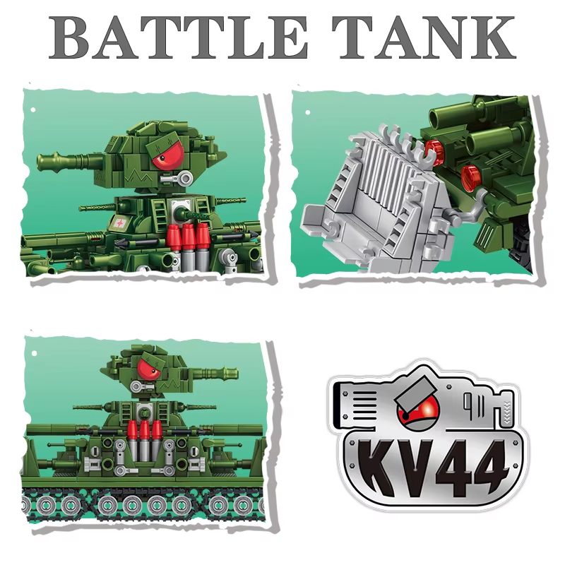 Tank World Cartoon Model Muild - огляд і ціна Lego Compatible Military Tank