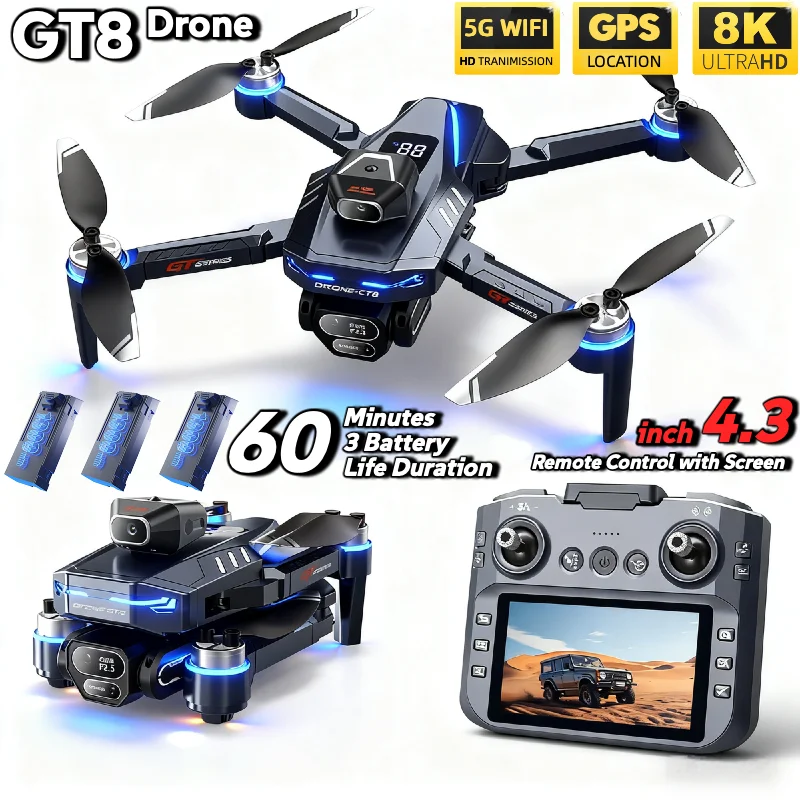 HOT For LSRC GT8 Drone 4K Prof - огляд і ціна Fpv Brushless Rc Drone 4K