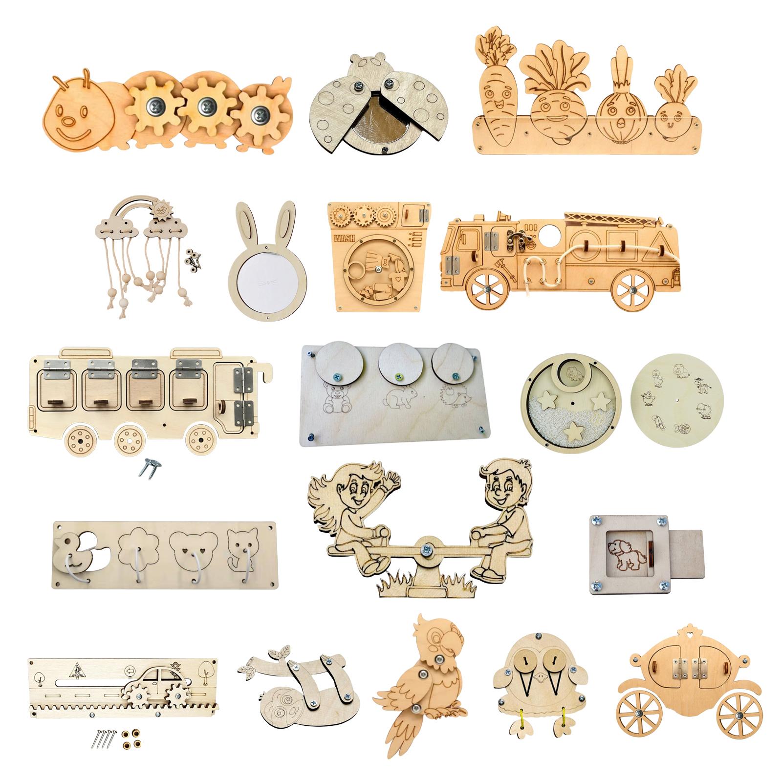 Wooden Busy Board Parts Montes - огляд і ціна Montessori Wooden Busy Board Toddler