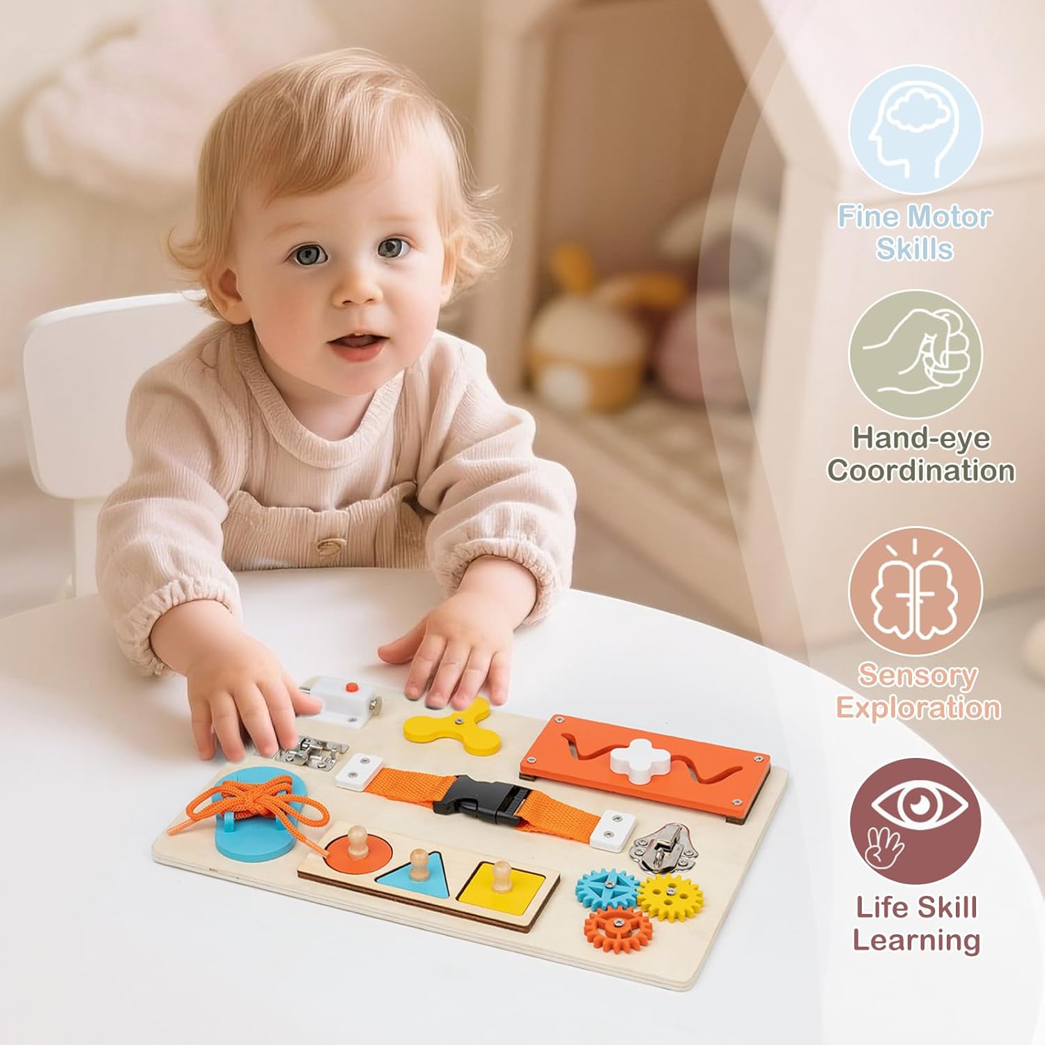 Montessori Busy Board for Todd - огляд і ціна Montessori Wooden Busy Board Toddler