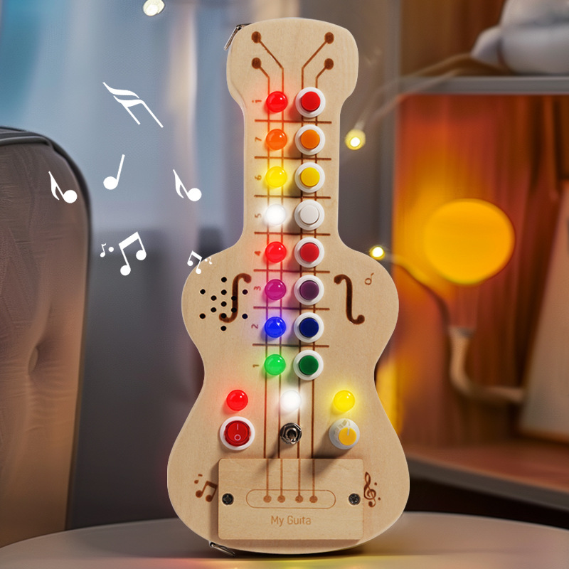 Wooden LED Light Up Guitar Bus - огляд і ціна Montessori Wooden Busy Board Toddler