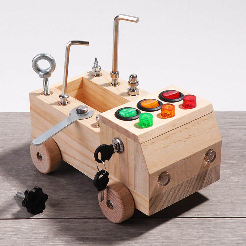Wooden LED Light Up Guitar Bus - огляд і ціна Montessori Wooden Busy Board Toddler